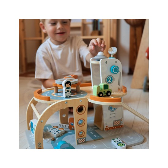 Koka kosmosa stacija - garāža ar aksesuāriem Tooky Toy TJ903