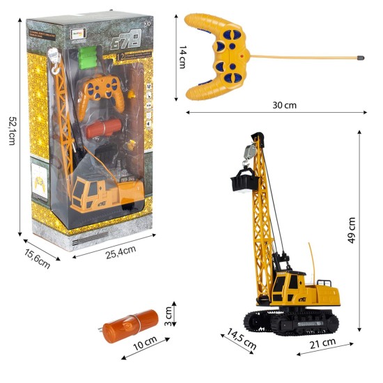 Ar tālvadības pulti vadāms celtniecības celtnis RC, 50 cm