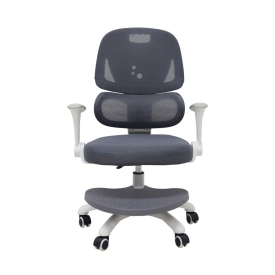Bērnu rakstāmgalda krēsls, ergonomisks, grozāms, ar regulējamu augstumu, Pelēks