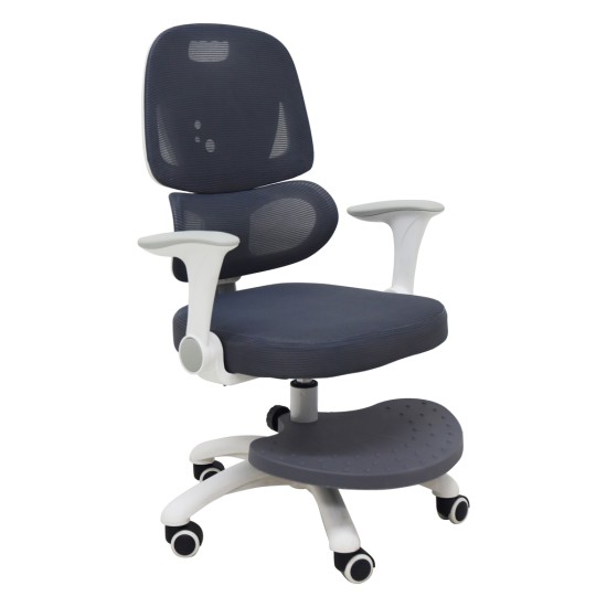 Bērnu rakstāmgalda krēsls, ergonomisks, grozāms, ar regulējamu augstumu, Pelēks