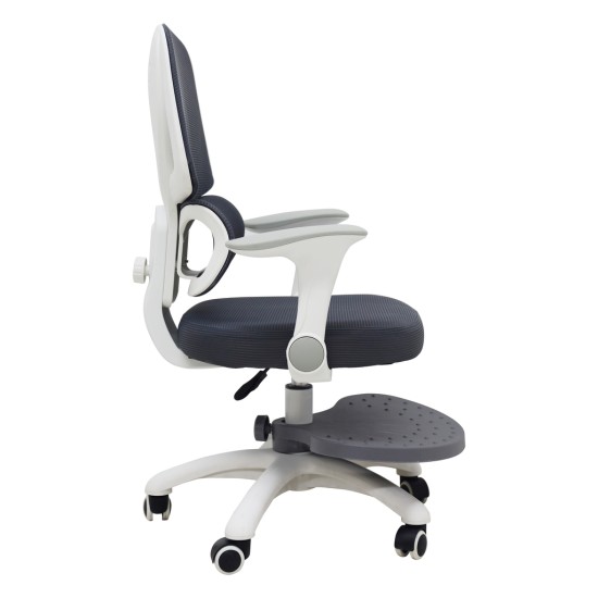 Bērnu rakstāmgalda krēsls, ergonomisks, grozāms, ar regulējamu augstumu, Pelēks