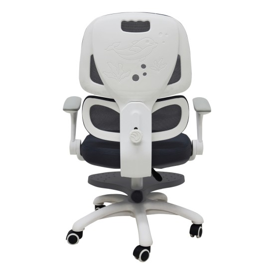 Bērnu rakstāmgalda krēsls, ergonomisks, grozāms, ar regulējamu augstumu, Pelēks