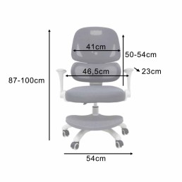 Bērnu rakstāmgalda krēsls, ergonomisks, grozāms, ar regulējamu augstumu, Pelēks