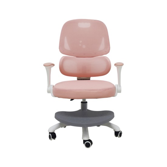 Bērnu rakstāmgalda krēsls, ergonomisks, grozāms, ar regulējamu augstumu, rozā