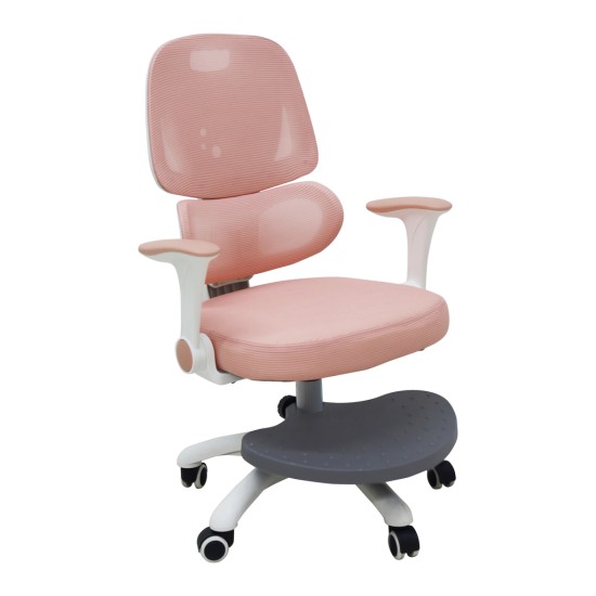 Bērnu rakstāmgalda krēsls, ergonomisks, grozāms, ar regulējamu augstumu, rozā