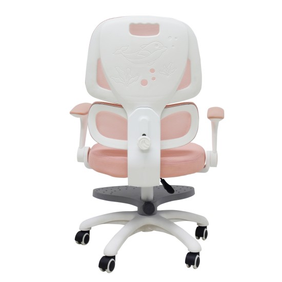 Bērnu rakstāmgalda krēsls, ergonomisks, grozāms, ar regulējamu augstumu, rozā