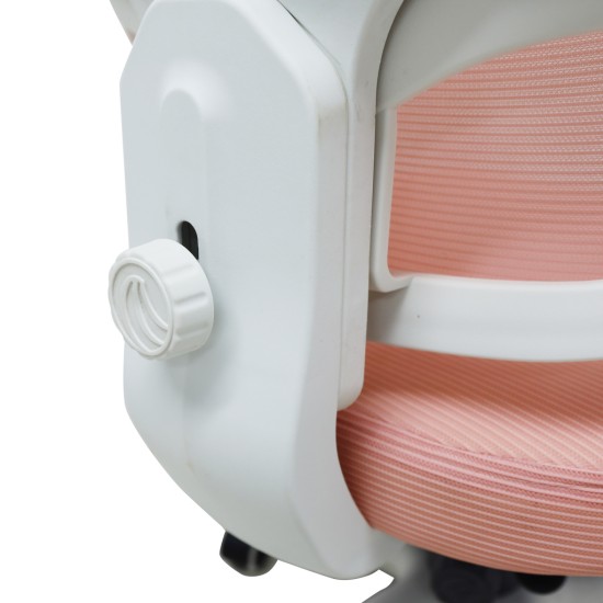 Bērnu rakstāmgalda krēsls, ergonomisks, grozāms, ar regulējamu augstumu, rozā