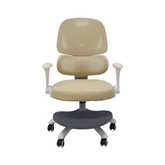 Bērnu rakstāmgalda krēsls, ergonomisks, grozāms, ar regulējamu augstumu, bēšs