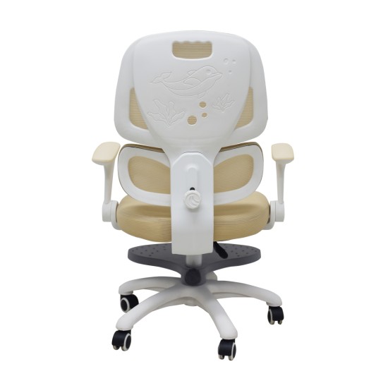 Bērnu rakstāmgalda krēsls, ergonomisks, grozāms, ar regulējamu augstumu, bēšs
