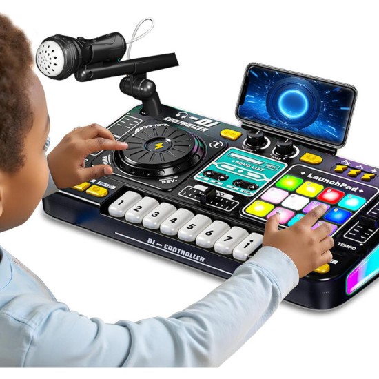 Bērnu DJ pults ar mikrofonu, klavieru taustiņiem, Bluetooth un DJ plašu atskaņotāju