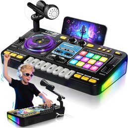 Bērnu DJ pults ar mikrofonu, klavieru taustiņiem, Bluetooth un DJ plašu atskaņotāju