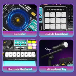Bērnu DJ pults ar mikrofonu, klavieru taustiņiem, Bluetooth un DJ plašu atskaņotāju
