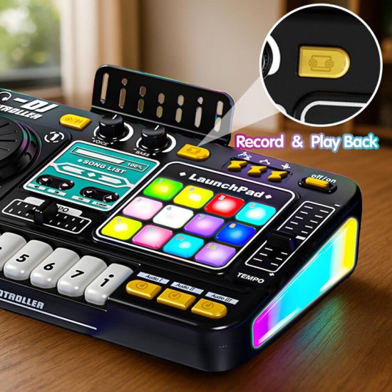 Bērnu DJ pults ar mikrofonu, klavieru taustiņiem, Bluetooth un DJ plašu atskaņotāju