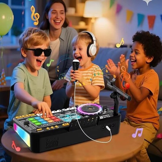 Bērnu DJ pults ar mikrofonu, klavieru taustiņiem, Bluetooth un DJ plašu atskaņotāju
