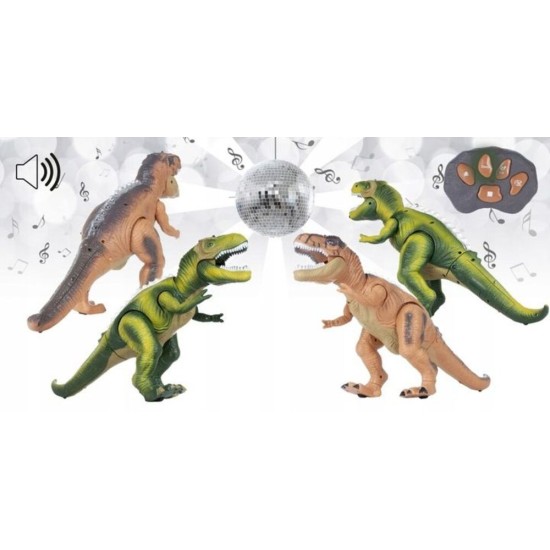 Rotaļu staigājošs dinozaurs ar tālvadības pulti, zaļš