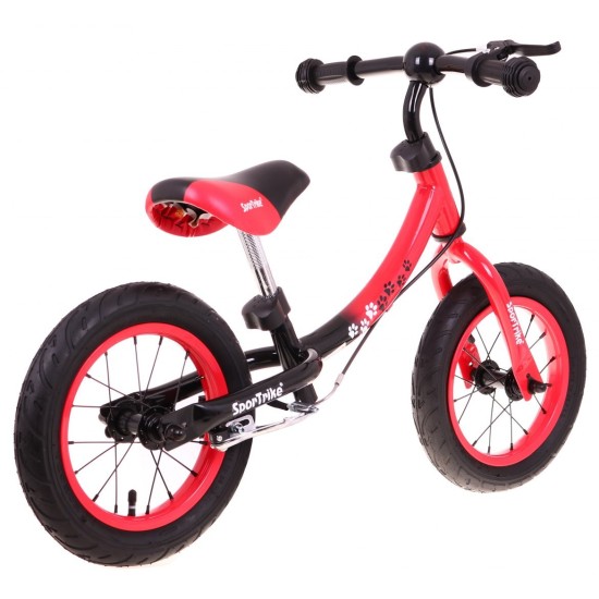 Līdzsvara velosipēds sarkans Sport Trike ar bremzēm un piepūšamiem riteņiem