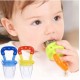 Baby bite rožinis silikoninis šviežio maisto maitintuvas su dangteliu.