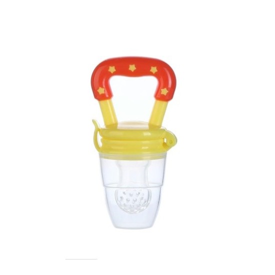 Baby bite rožinis silikoninis šviežio maisto maitintuvas su dangteliu.