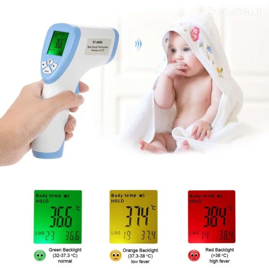 Skaitmeninis infraraudonųjų spindulių bekontaktis termometras  LCD ekranas
