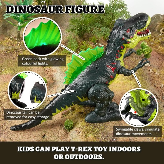 Interaktīvais dinozaurs spīd, rūc, staigā, elpo tvaiku