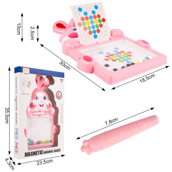 Montessori bērnu magnētiskais dēlis "Magpad", Rabbit Pink, 30 cm.