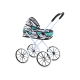 Leļļu rati "Alice Retro", Zebra Turquoise