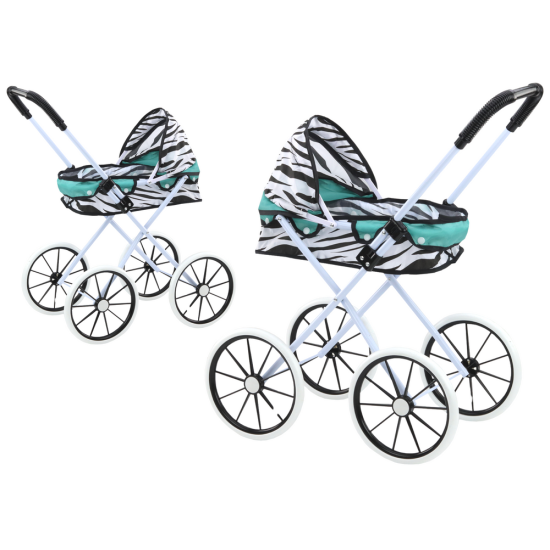 Leļļu rati "Alice Retro", Zebra Turquoise