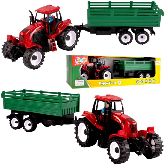 Rotaļu traktors ar piekabi. 43 cm.