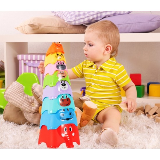 Puodeliai dėlionė Piramidė - Gyvūnai 33 cm.