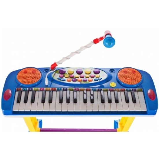 Pianinas sintezatorius su mikrofonu, kėdute ir 37 klavišais - mėlynas