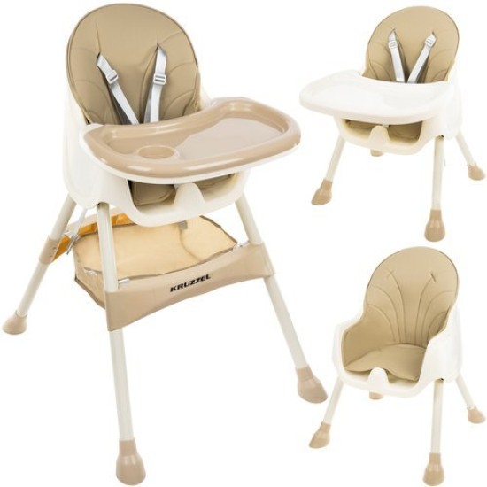Bērnu barošanas krēsls Kruzzel 3in1 Beige