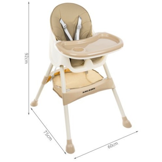 Bērnu barošanas krēsls Kruzzel 3in1 Beige