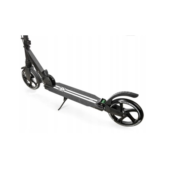Alumīnija skrejritenis RAVEN STRAIGHT BLACK PRO ar lielu 20 cm. riteņi Rokas bremze un priekšējā piekare