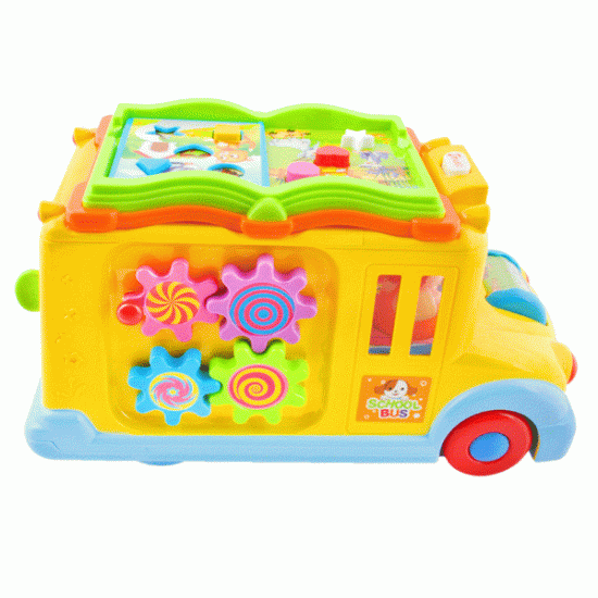 Jautrs izglītojošs autobuss ar gaismām un mūzikas instrumentiem