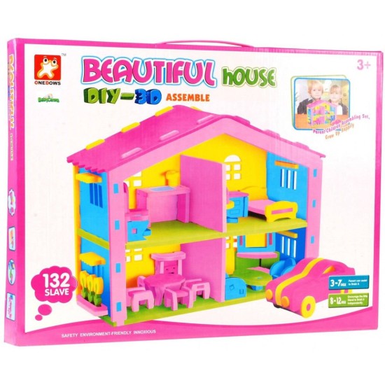 3D leļļu namiņš ar mēbelēm "Puzzle"