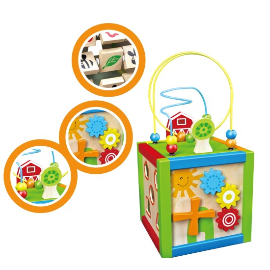 Ergoterapinis medinis lavinamasis kubas - labirintas ECO TOYS 5*1