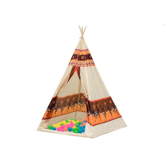 Spēļu telts "Tipi" ar 60 krāsainām bumbiņām