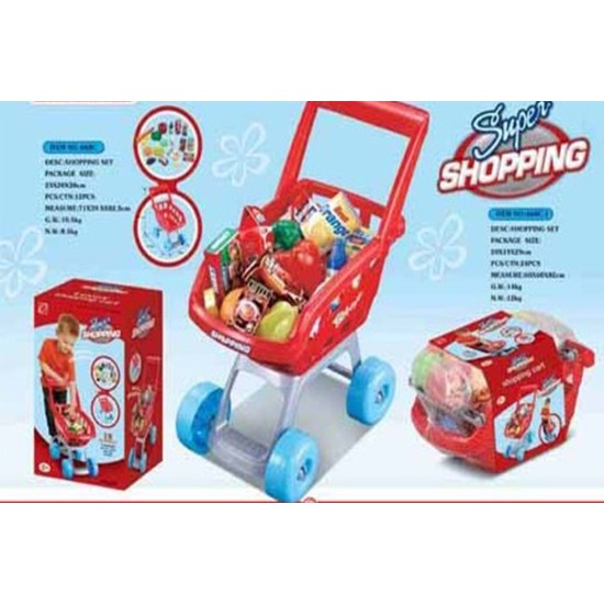 Rotaļlietu iepirkšanās ratiņi ar pirkumiem "SuperMarket"